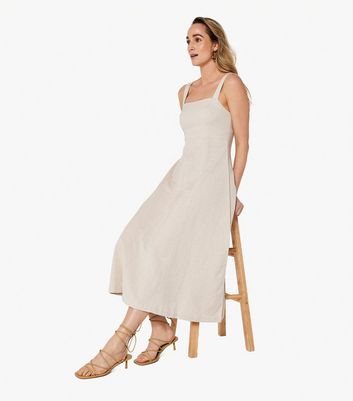 Linen square shop neck dress