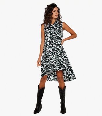 Apricot White Leopard Print Dip Hem Mini Dress New Look