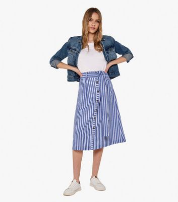 Button front hotsell striped skirt