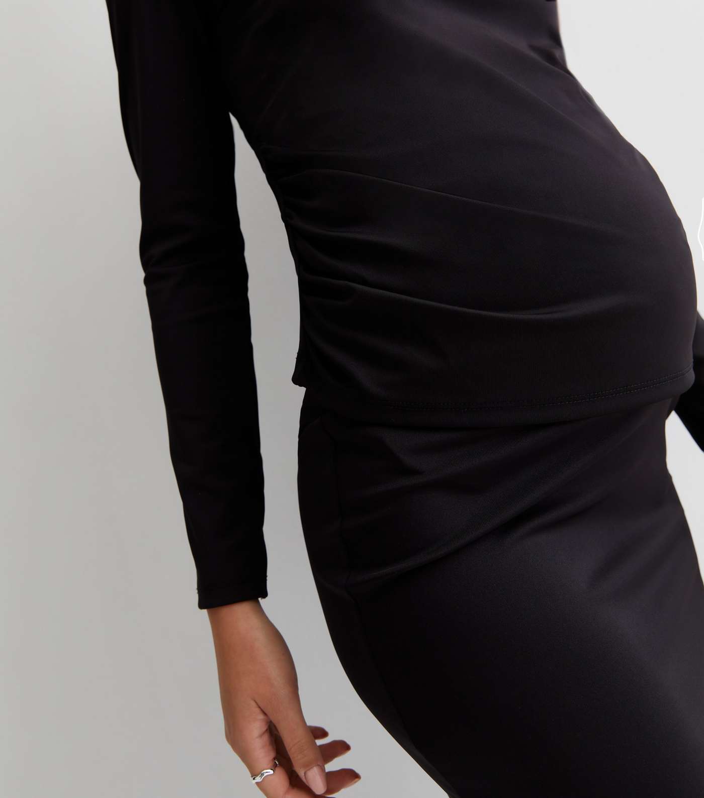 Maternity Black Slinky Long Sleeve Top Image 2