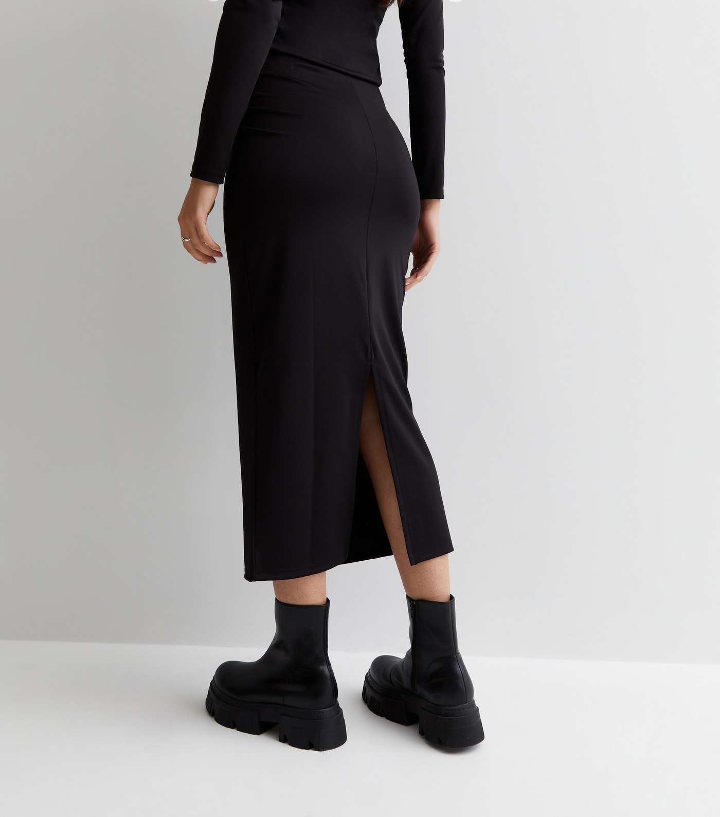 Maternity Black Satin Midaxi Skirt Image 4