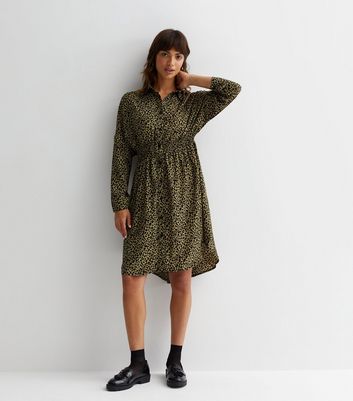 Khaki animal hotsell print shirt dress