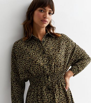 New look khaki 2024 leopard print dress