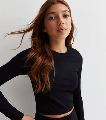 Cropped long sleeve sports sales top