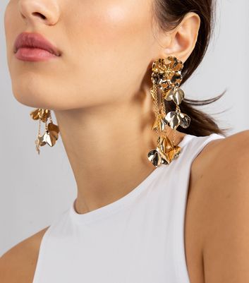 Gold sales petal earrings