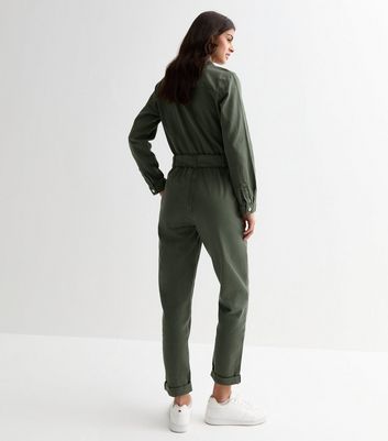 Khaki store denim jumpsuit