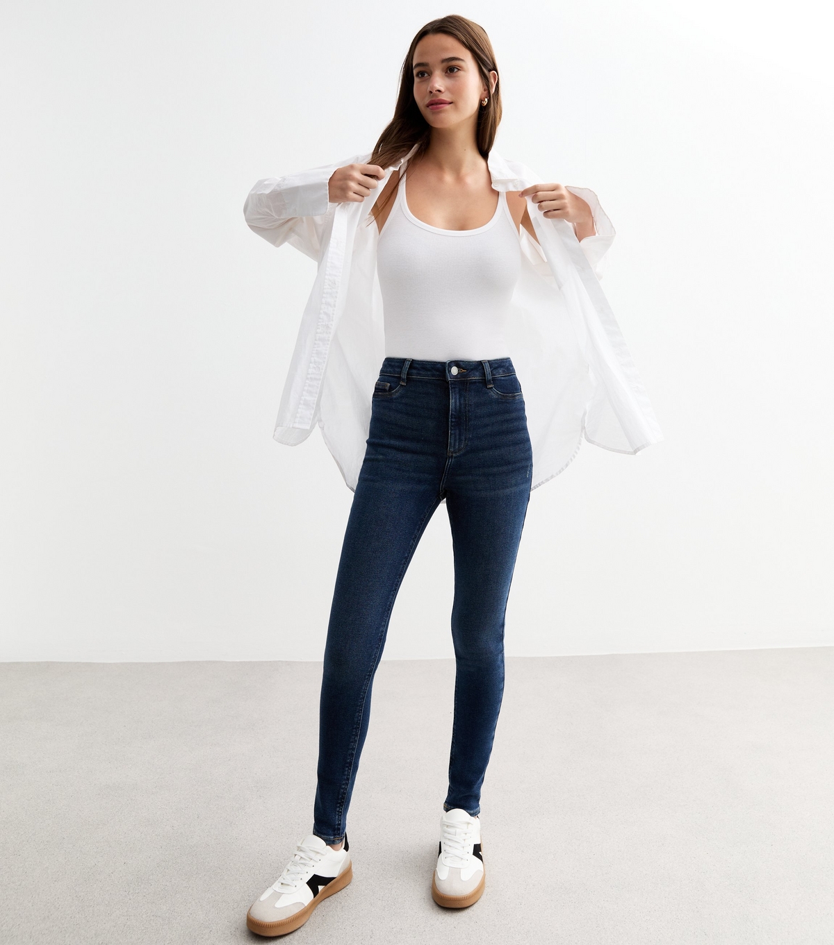Women's Blue High Waist Hallie Super Skinny Jeans New Look