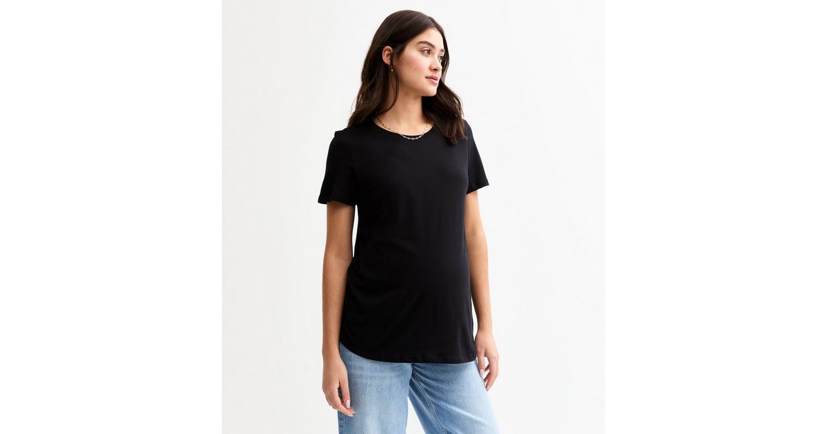 Maternity Black Cotton Short Sleeve T-Shirt | New Look