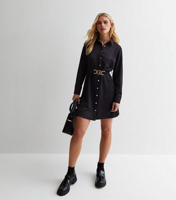 Petite black shirt clearance dress