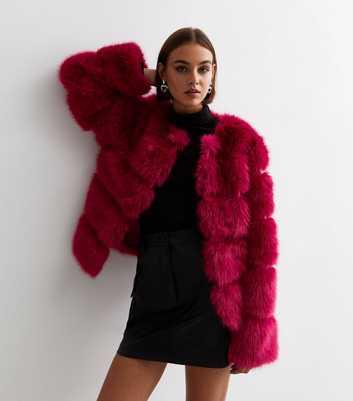 Gini London Red Faux Fur Jacket