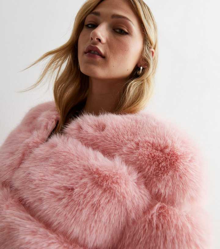Gini London Pink Faux Fur Jacket | New Look