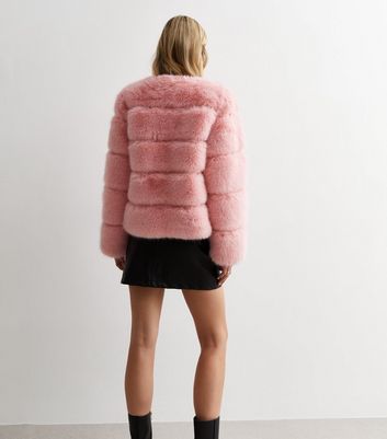 Gini London Pink Faux Fur Jacket New Look