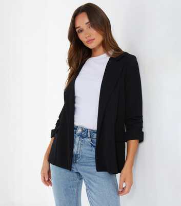 QUIZ Black Ruched Sleeve Blazer