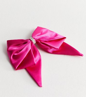 Bright Pink Ruffle Bow Hair Clip New Look