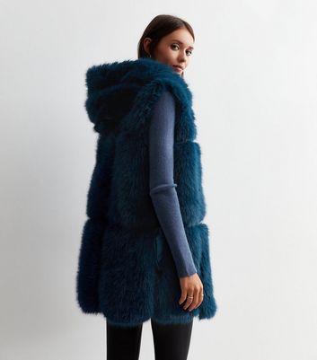 Gini London Blue Faux Fur Gilet New Look