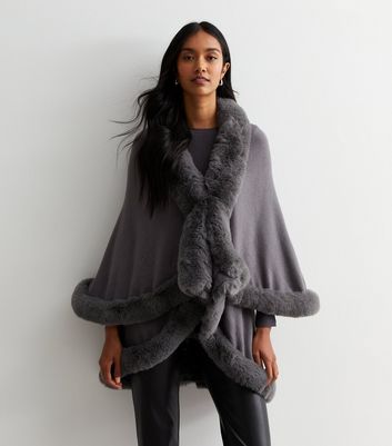 Faux fur clearance trimmed wrap