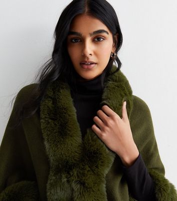 Olive green fur on sale coat