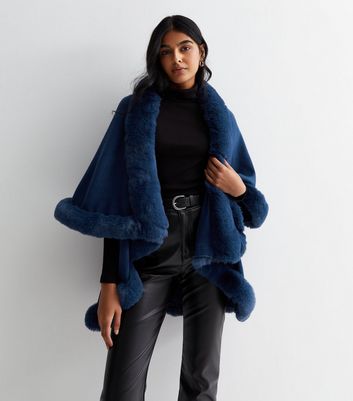 Navy top fur cape