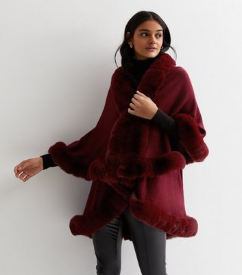 Burgundy hotsell fur cape