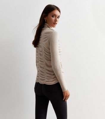 Gini London Stone Fine Knit Textured Top New Look