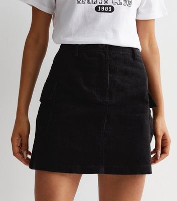 Black cord discount skirt new look