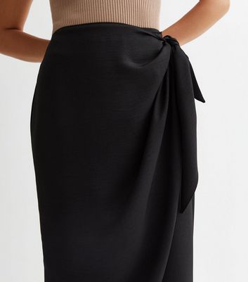 Black Sarong Midaxi Skirt New Look