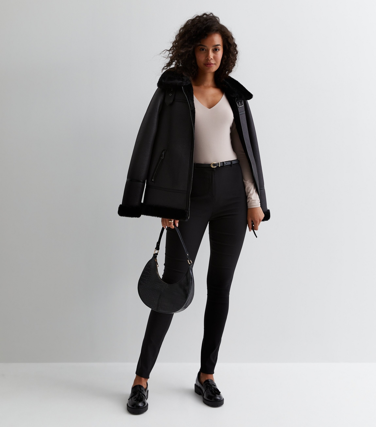 Women's Tall Black Belted Trousers New Look