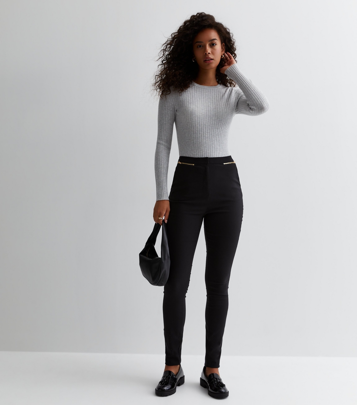 Women's Tall Black Double Zip Slim Leg Trousers New Look