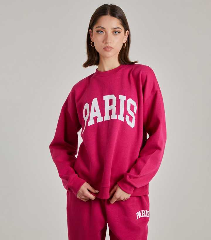 Pink Vanilla Bright Pink Paris Logo Sweatshirt | New Look