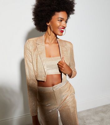 Sequin cropped outlet blazer