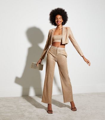 Cream wide leg cropped on sale trousers