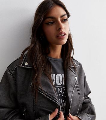 New look black biker on sale jacket