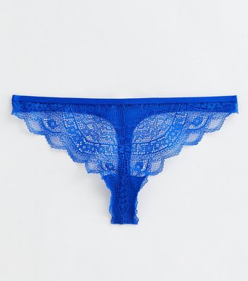 Bright Blue Lace Thong New Look