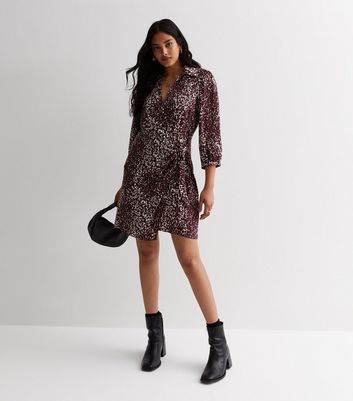 Side tie clearance leopard mini dress