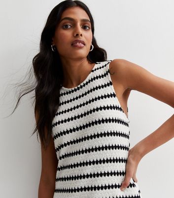 Black and white shop striped sleeveless dress