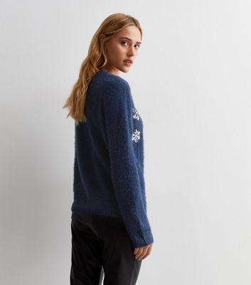 Navy fluffy outlet jumper