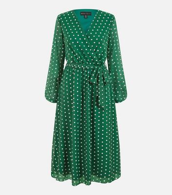 Green spot store wrap dress