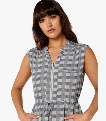 Apricot Navy Check Tie Front Mini Dress New Look