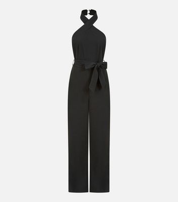 Mela Black Halter Wide Leg Jumpsuit New Look