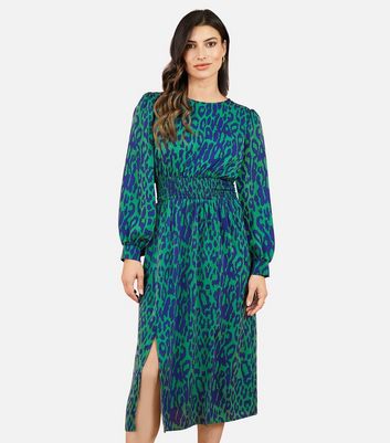 Green animal shop print dress wallis