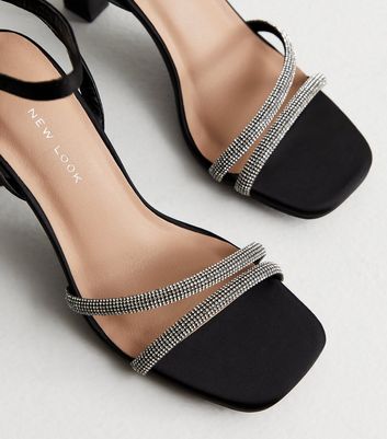 New look diamante 2024 block heel sandal