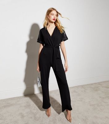 New look wrap jumpsuit in hot sale silver glitter