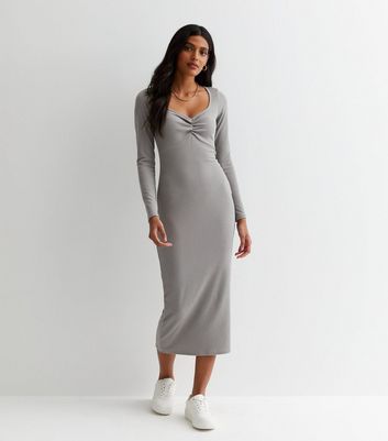 Ruched 2025 grey dress