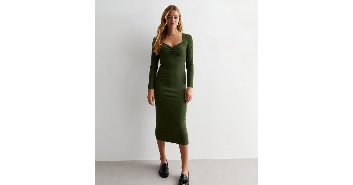 Ribbed Midaxi Dress in Nero