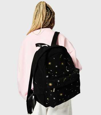 Skinnydip Black Embroidered Corduroy Backpack