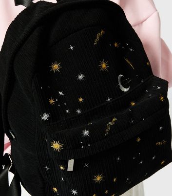 Skinnydip Black Embroidered Corduroy Backpack