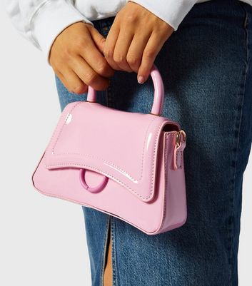 Pink patent shop leather bag