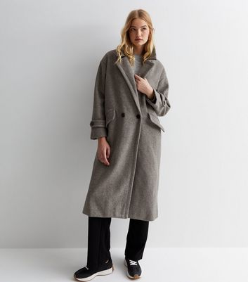 Blue Vanilla Dark Grey Longline Tailored Coat New Look