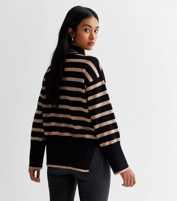 Mock neck varsity stripe sweater sale