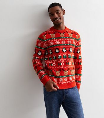 Red Festive Fairisle Print Knit Long Sleeve Jumper New Look